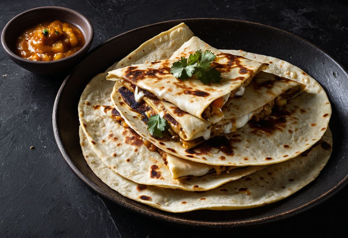 Quesadillas del comal con queso derretido